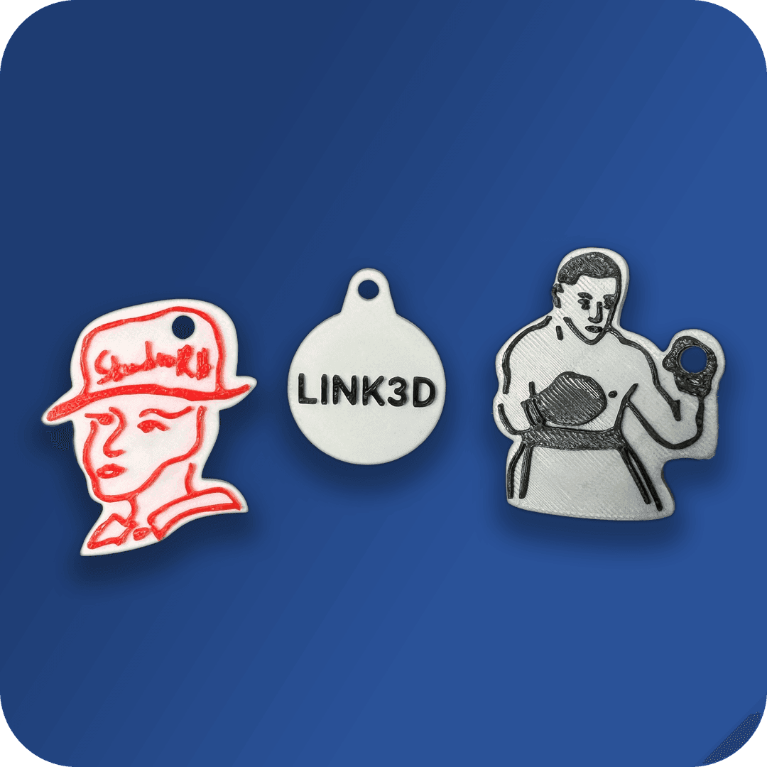 Three 3D-printed LINK3D NFC tags